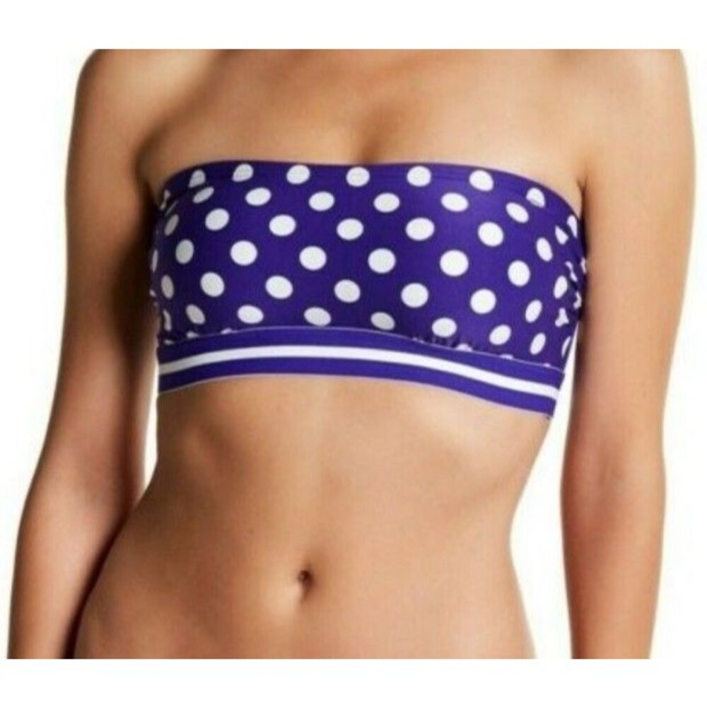 Kate Spade Cruise Purple Polka Dot Bandeau Bikini Top with Straps Sz XS New